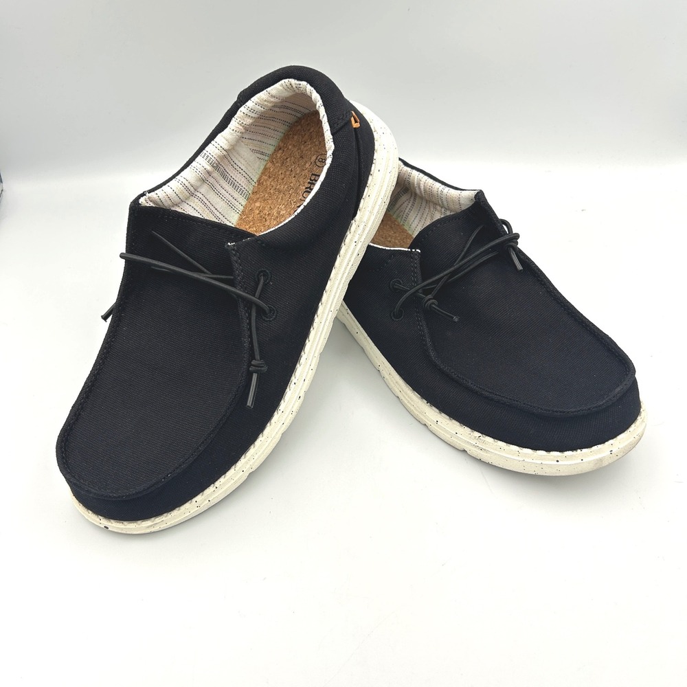 Bruno Marc Canvas Slip On Shoes Mens Size 8 Black Casual Comfort Loafers
